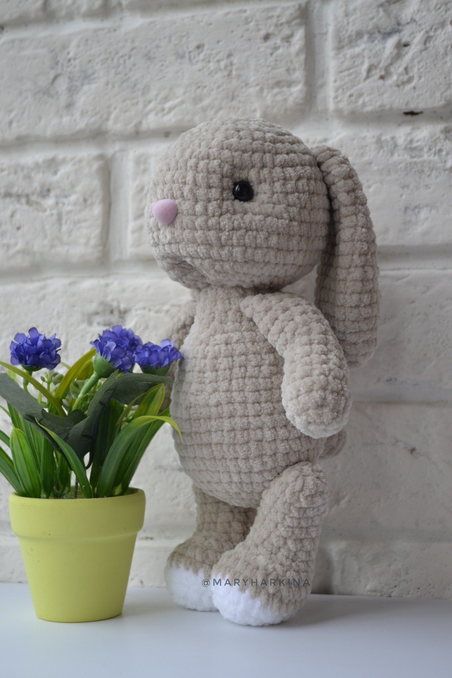 Hare with a butterfly - My, Hare, Butterfly, Toys, Knitting, Knitted toys, Longpost, With your own hands