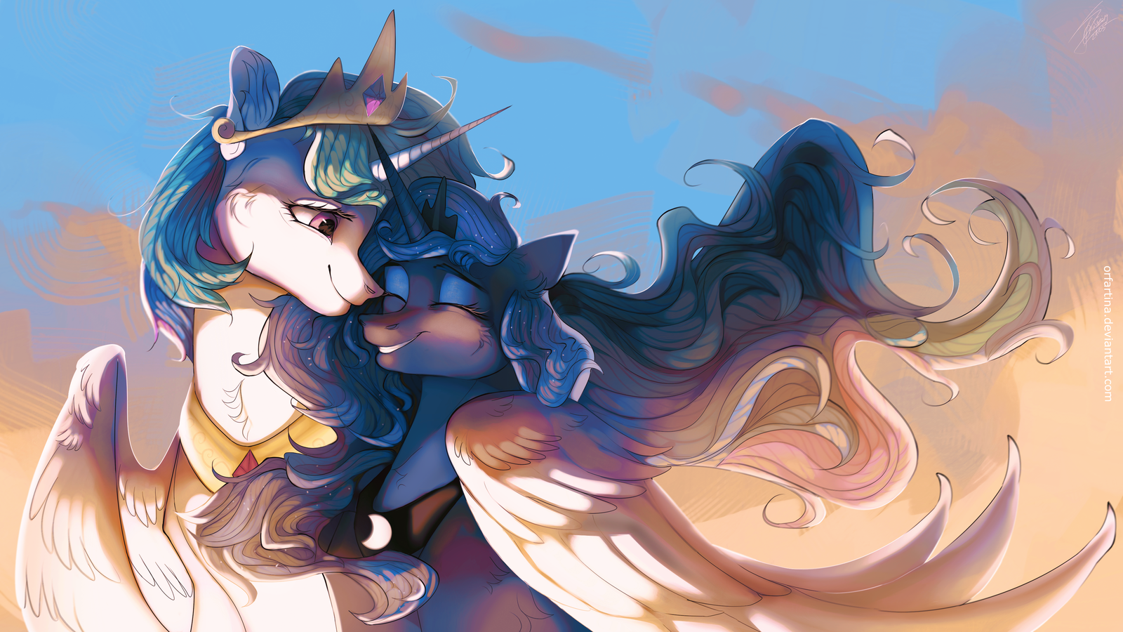 Two Sisters - My Little Pony, Princess Celestia, Princess Luna, Orfartina