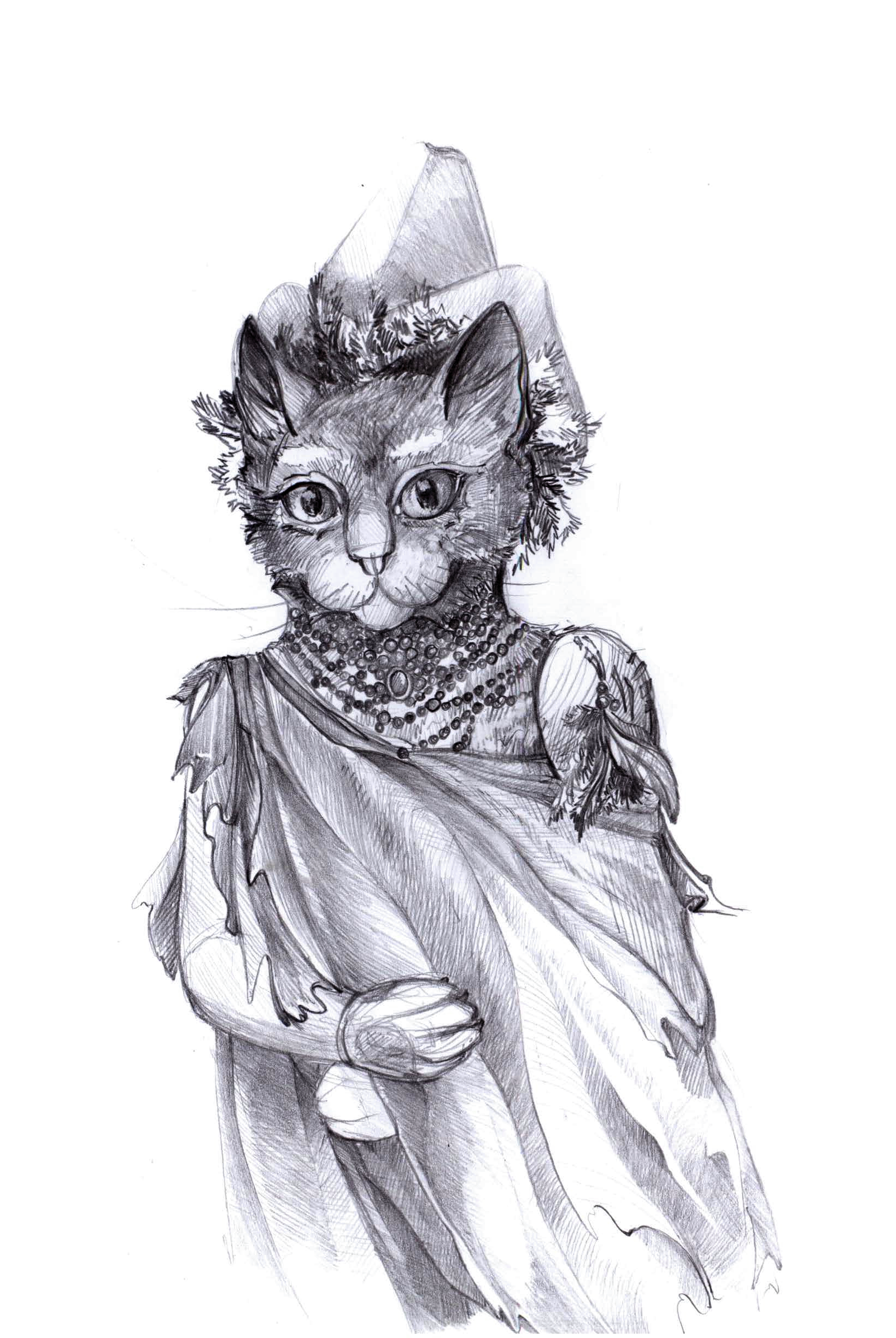 Winter cats - My, cat, Longpost, Drawing, Pencil drawing, Graphics, Anthro