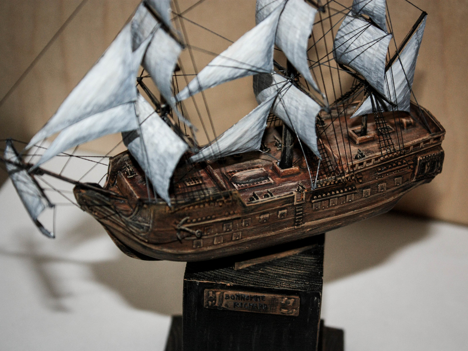 Frigate Bonhomme Richard, scale 1/400 - My, Sailboat, Ship, Hobby, Process, Modeling, With your own hands, Painting, Longpost