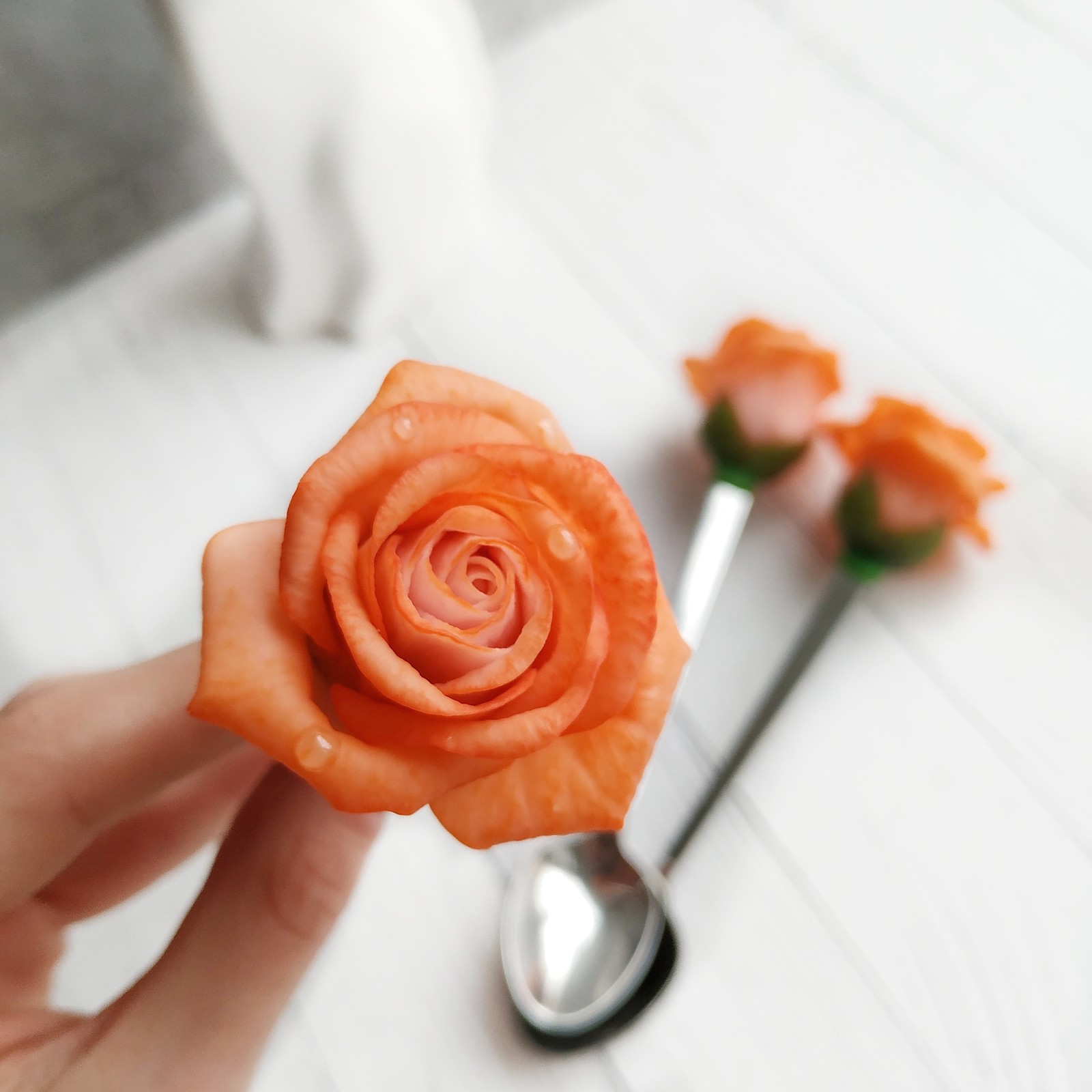 Spoons with roses made of polymer clay. - My, Needlework without process, Spoon decor, Polymer clay, Longpost