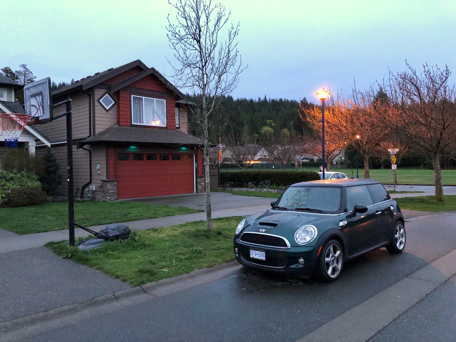 Evening walk after the rain - My, Canada, House, Road, Town, Spring, Evening, Lamp, The street, Longpost