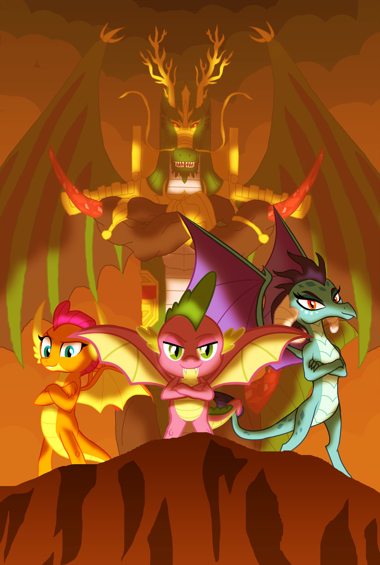 Don't mess with dragons! - , The Dragon, Art, My little pony, Spike, Princess ember, Smolder