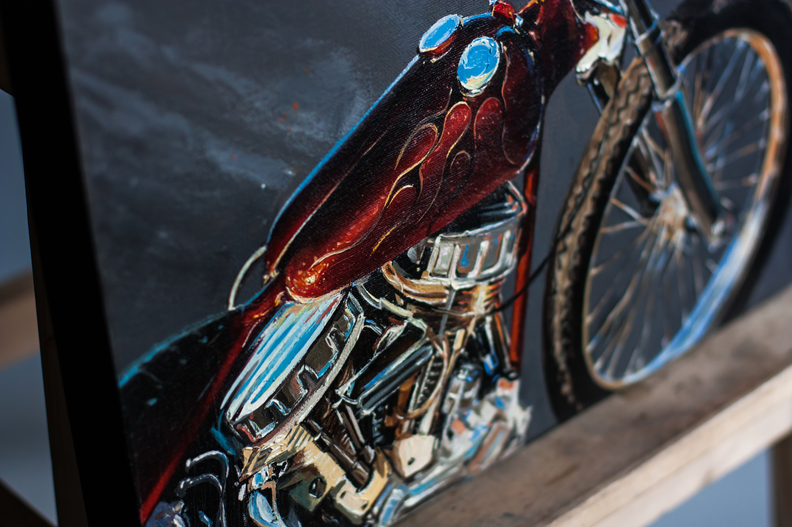 Red Harley - My, Moto, Art, Artist, Custom, Painting, Harley-davidson, Longpost, Customization