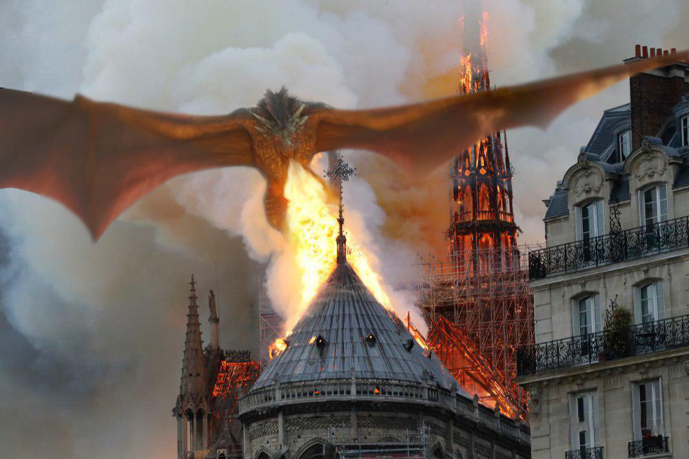 April 15 in one picture. - My, Fire, Game of Thrones, Paris, Notre dame cathedral, Fire of Notre Dame de Paris, The Dragon