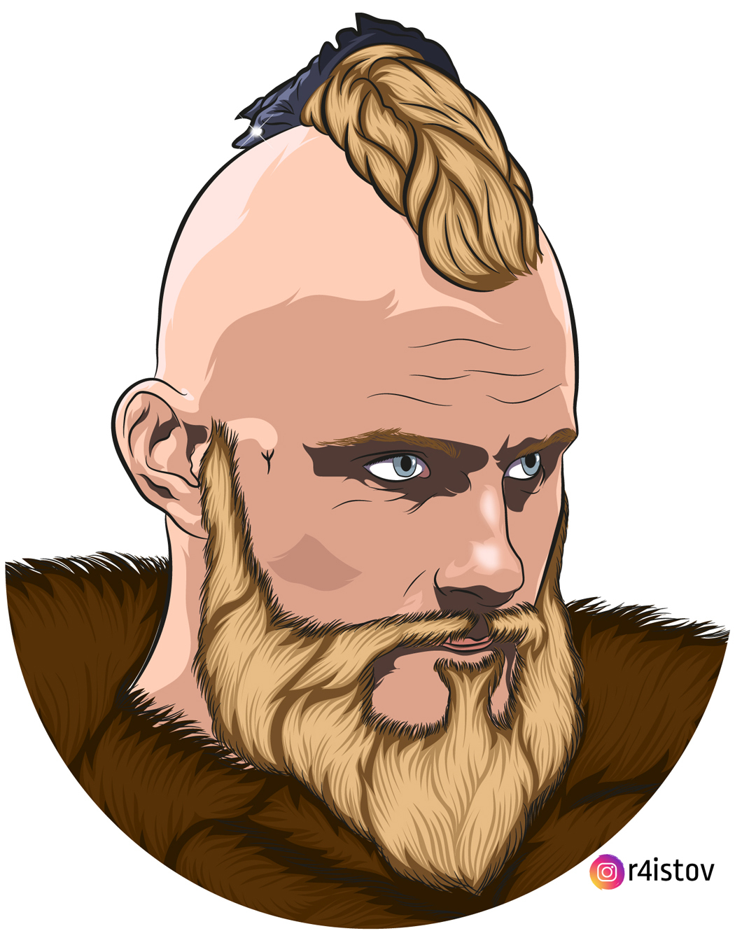 Vector clip art - My, Vector graphics, Викинги, Portrait, Art, Beard, Longpost