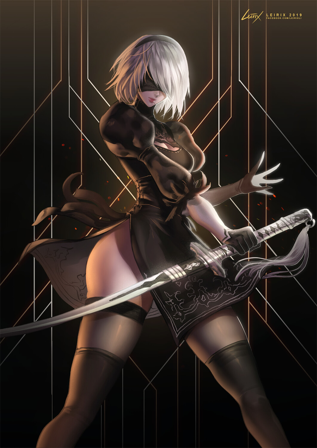 2B от Leirix Li - NIER Automata, NIER, Yorha unit No 2 type B, Арт, Компьютерные игры, Leirix