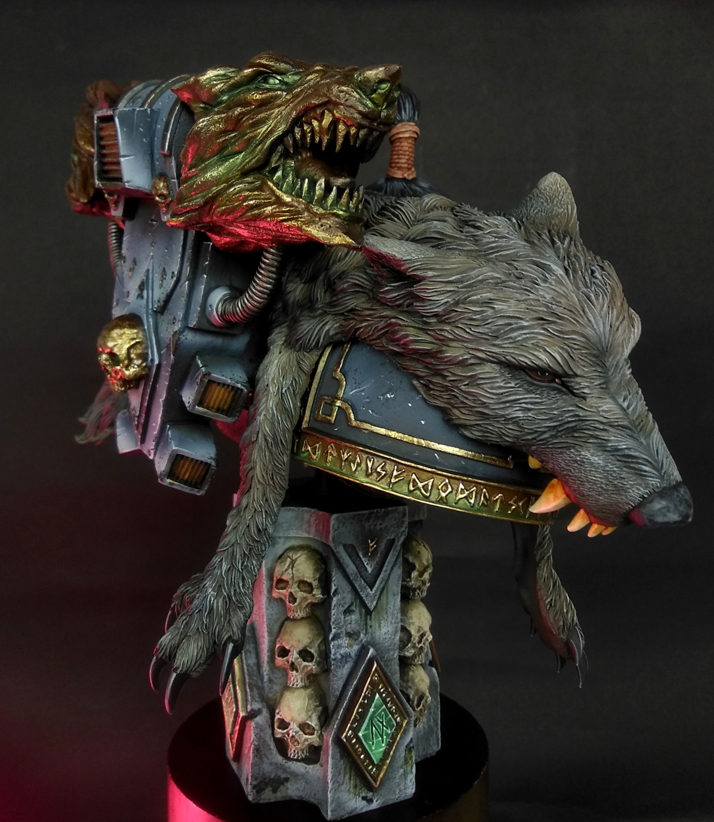 Законченный бюст Ragnar Blackmane - Моё, Ragnar Blackmane, Warhammer 40k, Foxstudiosculpting, Bloodcarrotpainting, Resincast, Fenris, Длиннопост