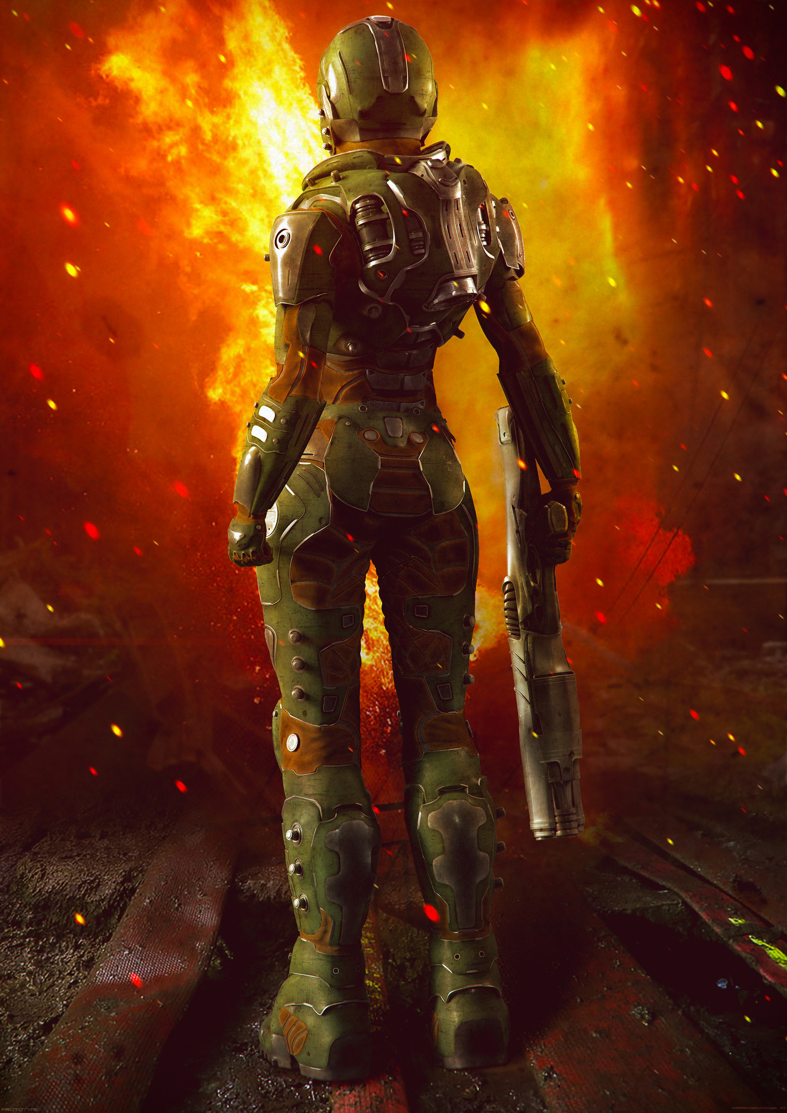 DooM Girl - Art, 3D, Doom, Weapon, , Games, , Longpost