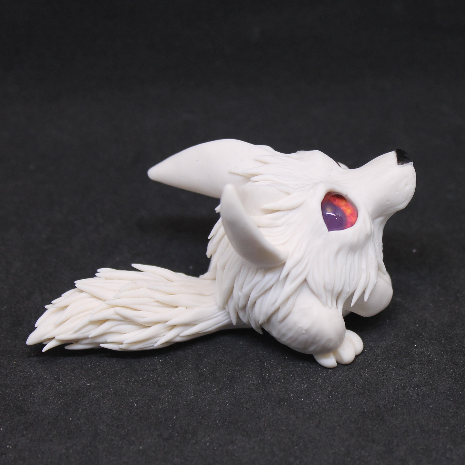 white fox - My, Needlework without process, Лепка, Polymer clay, Fox, Handmade, Longpost