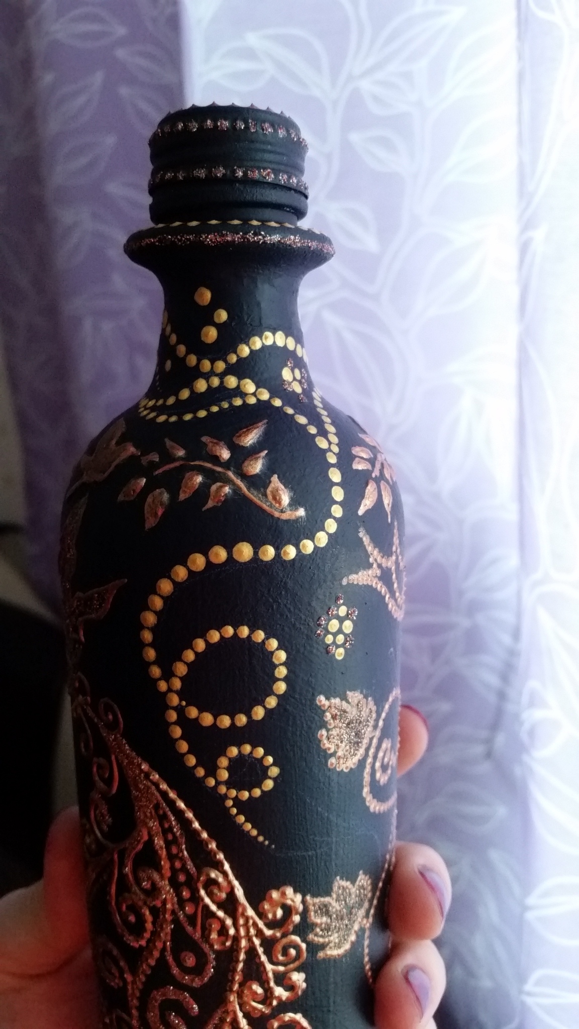 libation vessel - My, Dot painting, , Painting on glass, , , Acrylic, Longpost