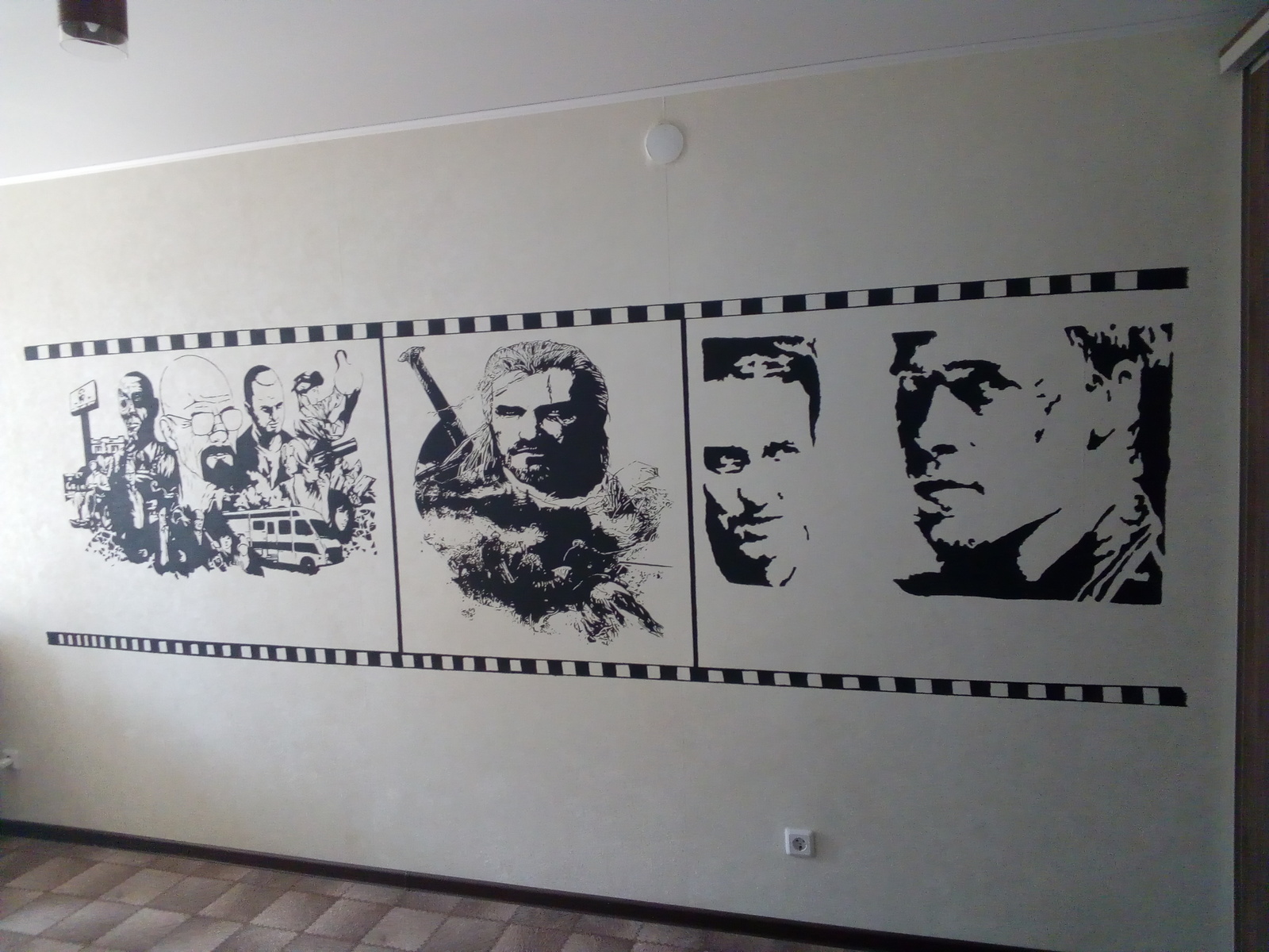 Drawing with a projector part 2. Final - My, Drawing, Witcher, Fight club, Drawing on the wall, Breaking Bad, Acrylic, Longpost, Fight Club (film)