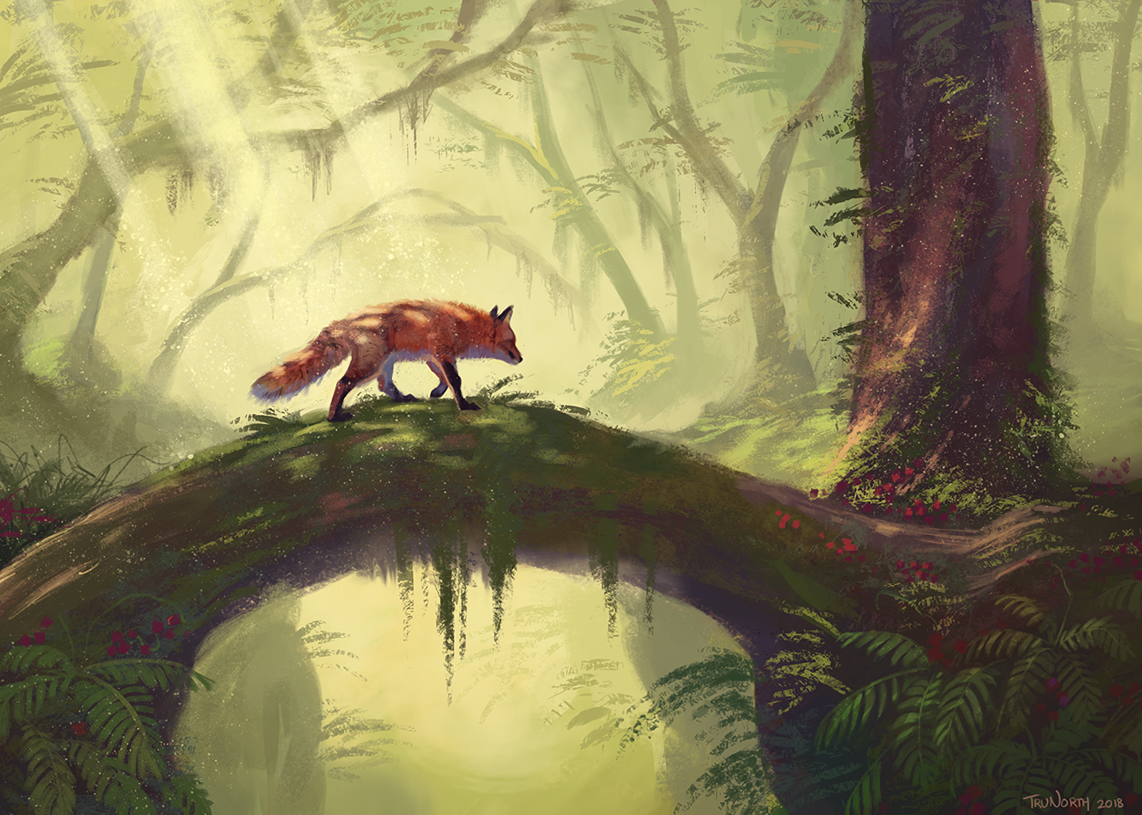 Fox Crossing - Art, Fox, Forest, Trunorth