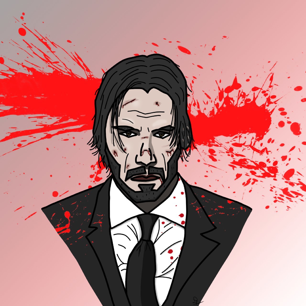 John Wick. Tired - My, John Wick, Drawing, Photoshop, Longpost, Keanu Reeves