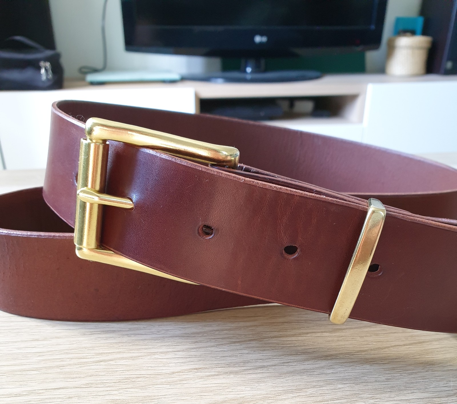 Belt for husband - My, Handmade, With your own hands, Presents, Belt, Leather belt, Longpost, Leather craft