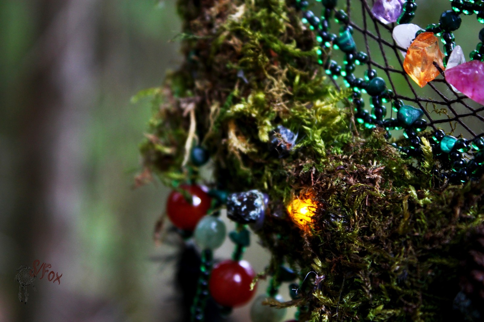 Dream catcher wandering lights - My, Needlework, Needlework without process, Dreamcatcher, Handmade, Moss, Longpost, Crystals, Magic