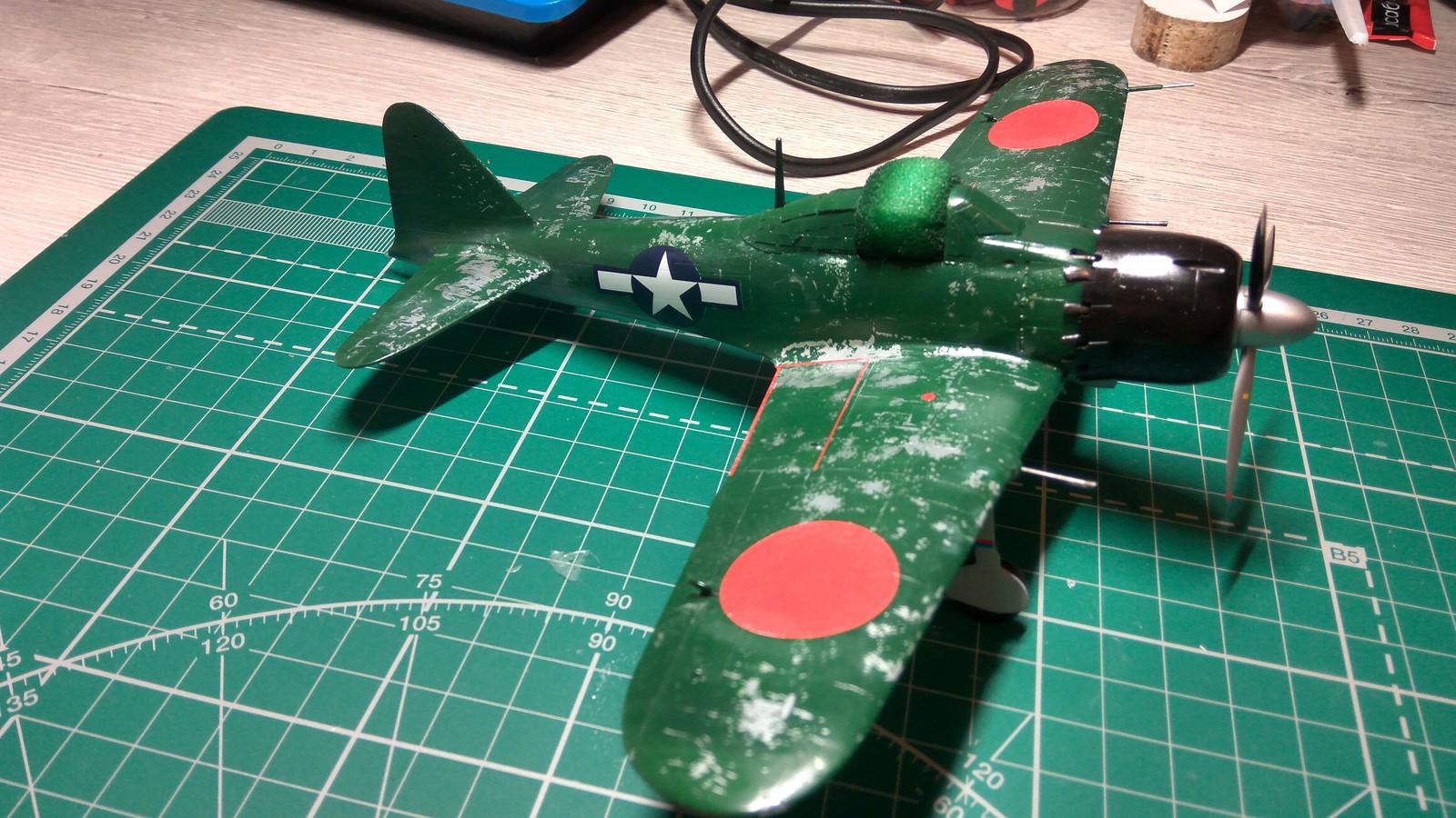 Mitsubishi a6m5 zero 1/48 - My, Stand modeling, Longpost, Aviation