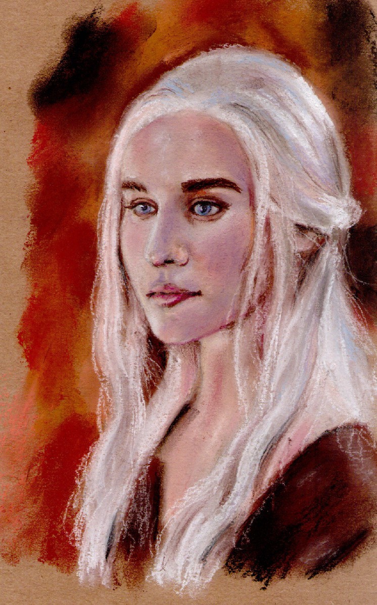 Progress - My, Game of Thrones, Beginner artist, Daenerys Targaryen, Art, Portrait by photo, Dry pastel, Longpost