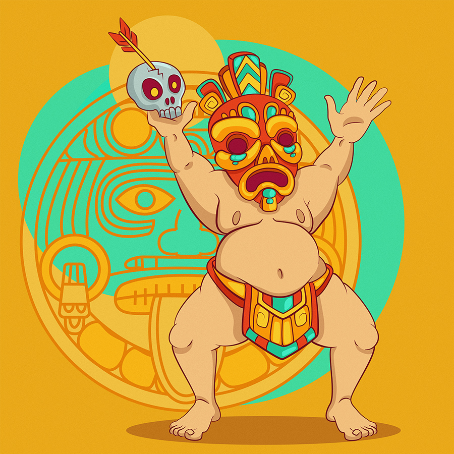 Aztec - My, Art, Drawing, Digital drawing, Beaver draws, Adobe illustrator, Vector graphics, Aztecs, Mask