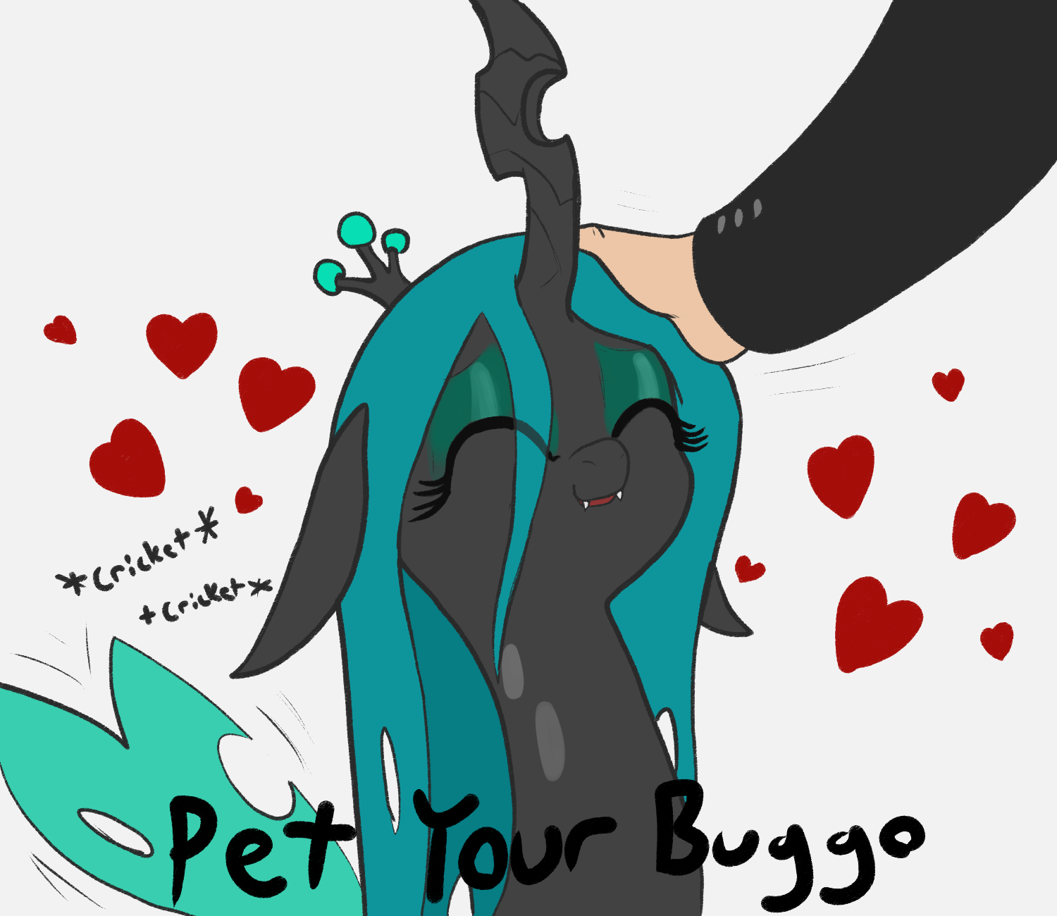 *Happy Bug Noises* - My Little Pony, Человек, Queen Chrysalis, Очень добрый жук, Гладить, Нравится, Погладили, т-72, T72b (художник)