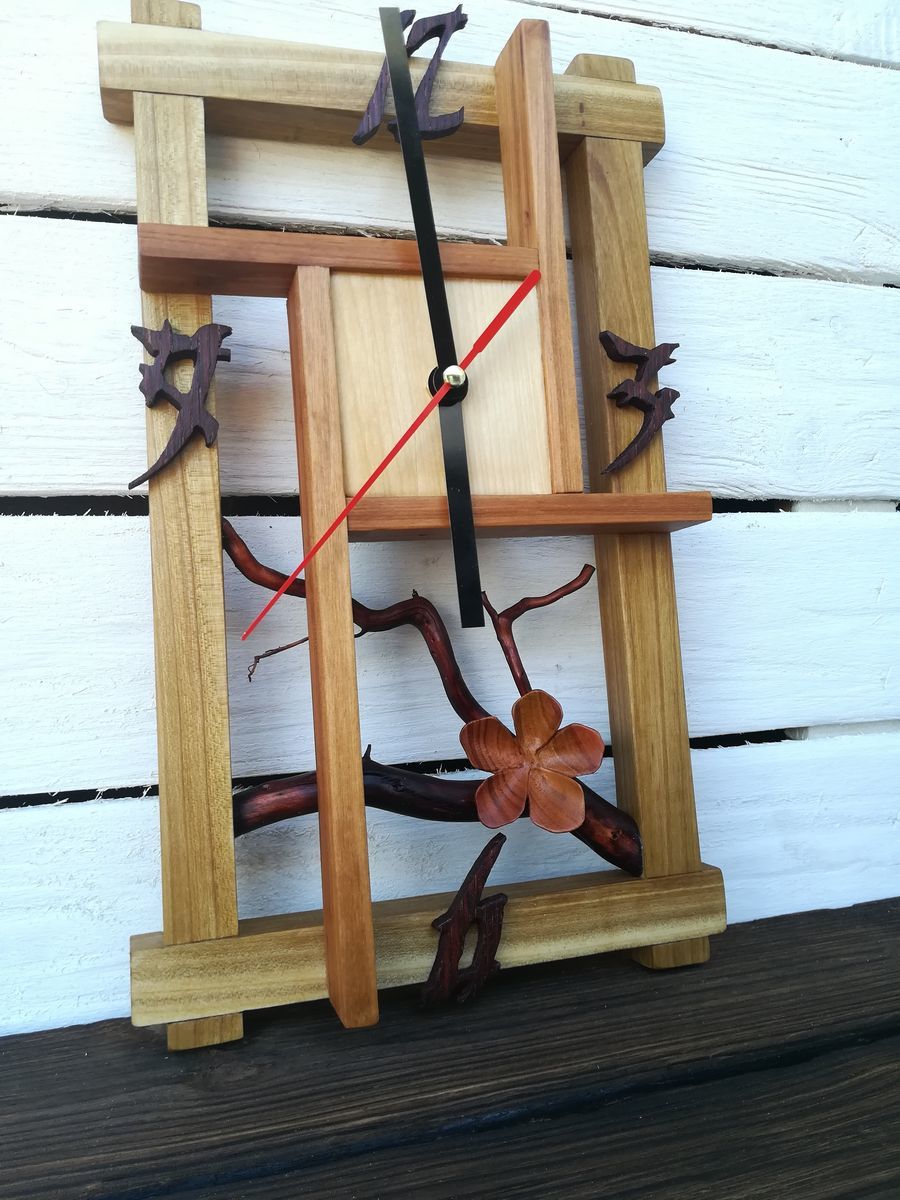 Wall clock Sakura - My, Clock, Wall Clock, Wood carving, Japanese style, Sakura, Video, Longpost