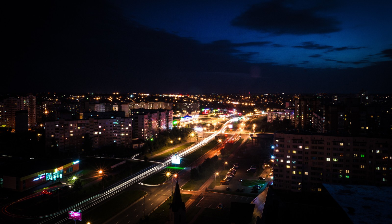 Night Vitebsk - My, Republic of Belarus, Vitebsk, View from above, Night city, The photo, Long exposure, Photographer, Night, Longpost