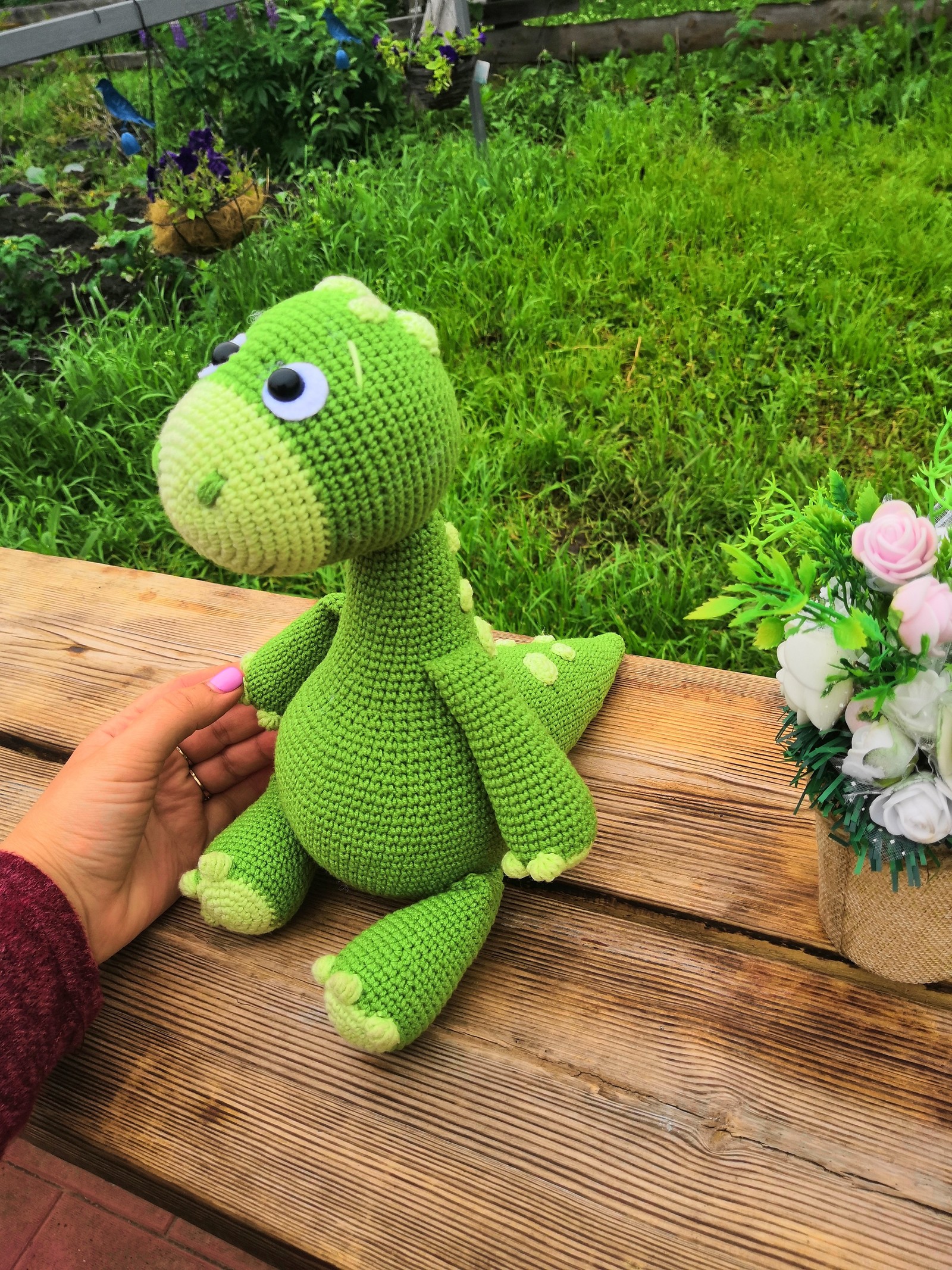 crochet dinosaur - My, Knitting, Needlework, Knitted toys, I knit, Toys, Longpost, Needlework without process