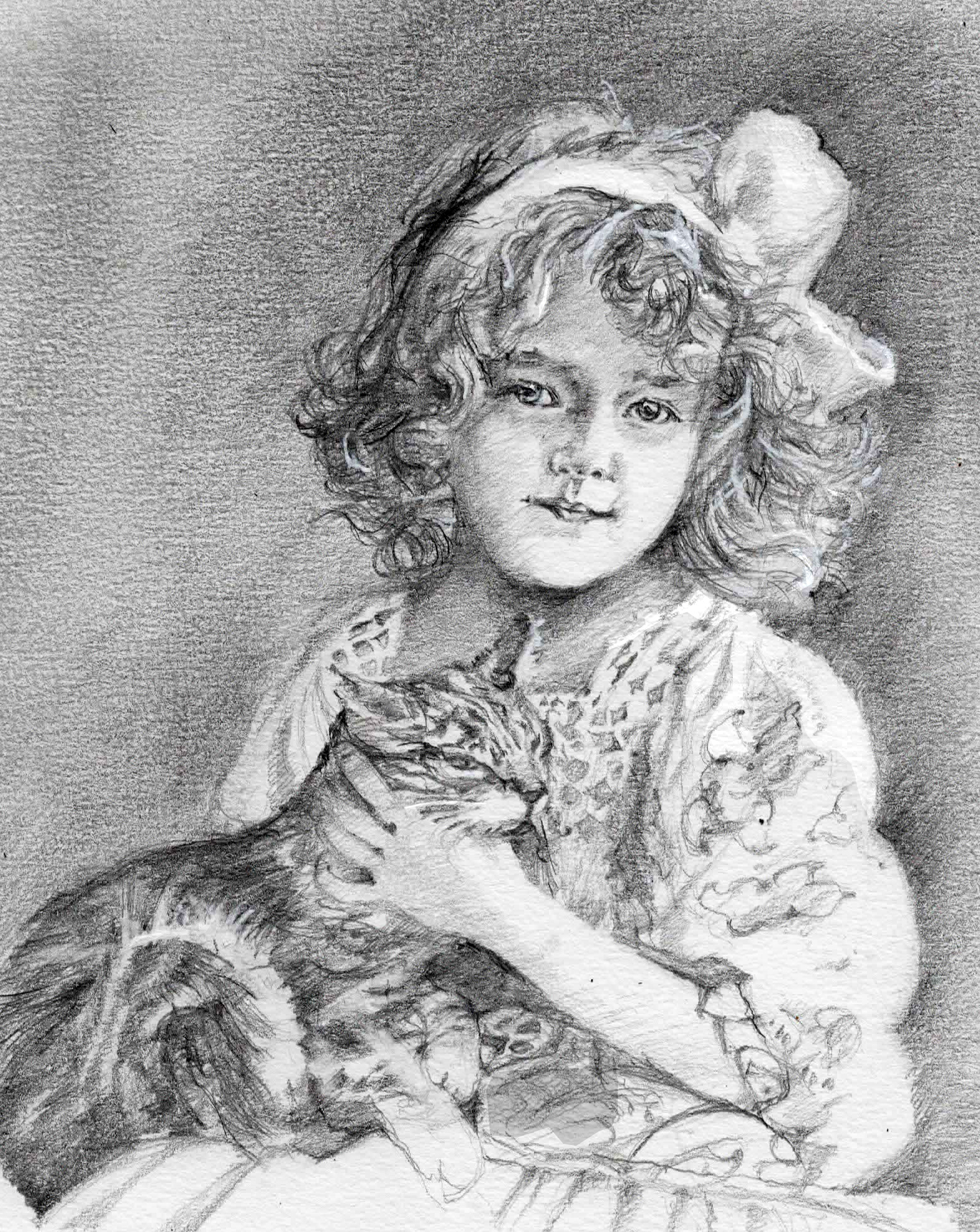 Drawing - My, Drawing, Girl, cat