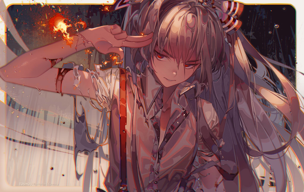 Fujiwara no Mokou - Аниме, Anime Art, Touhou, Fujiwara No Mokou, Kawacy