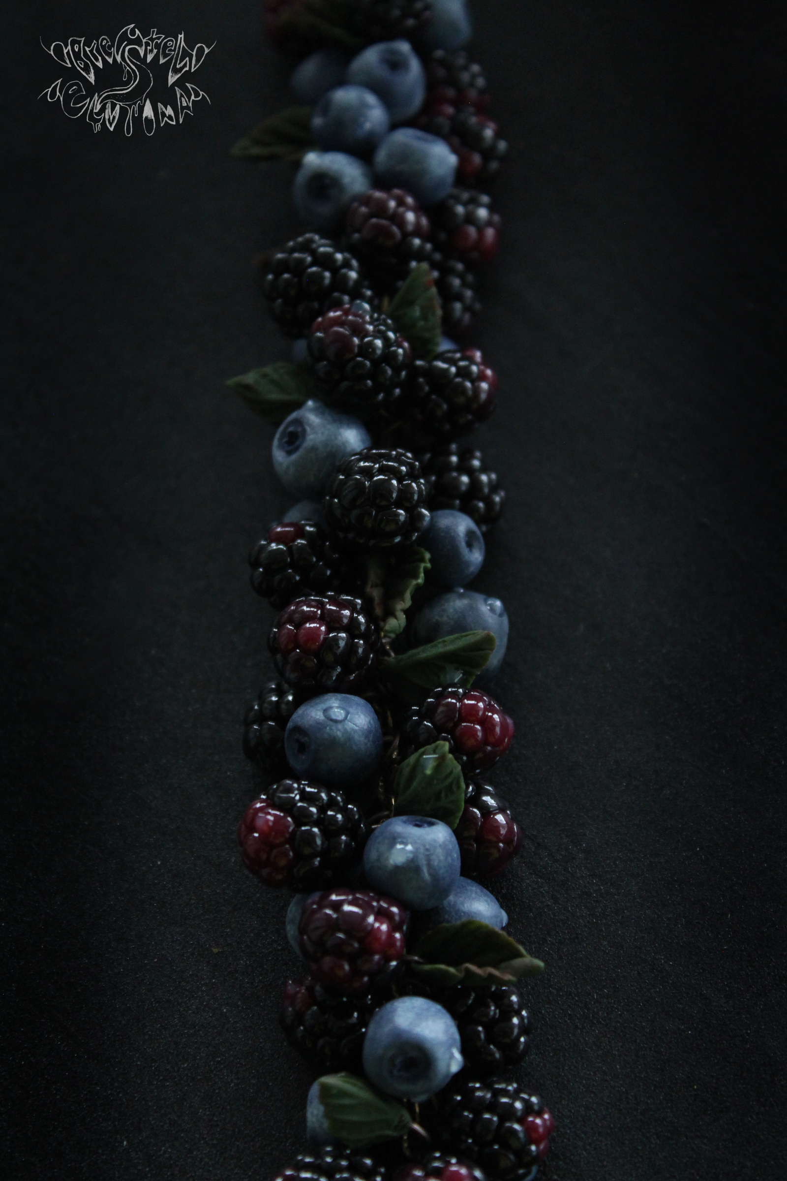 Blackberry with blueberries from polymer clay - My, Polymer clay, Berries, Needlework without process