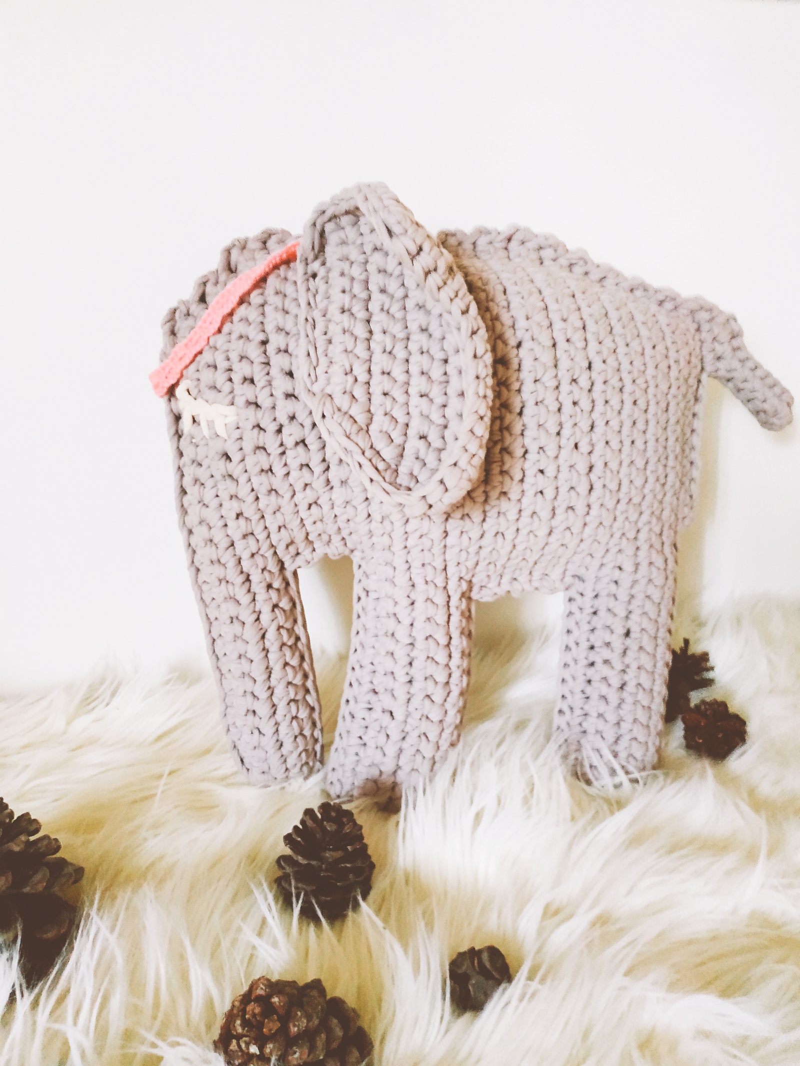 knitted elephant - My, Needlework without process, Crochet, , Knitted toys