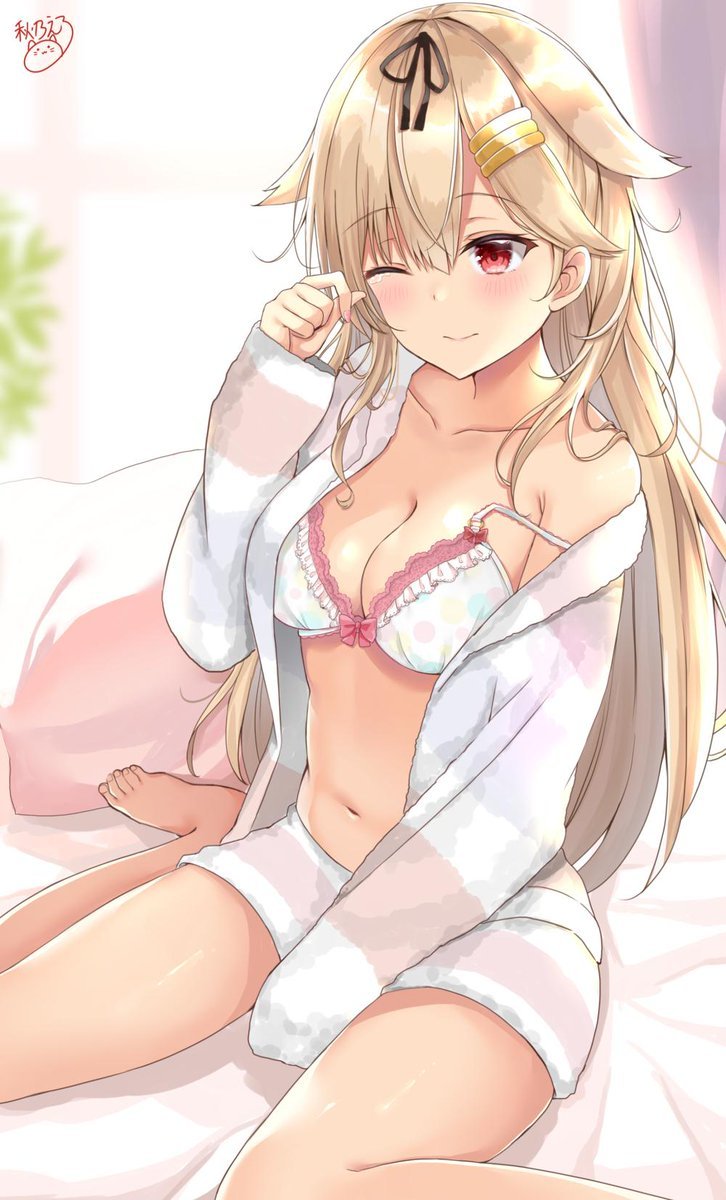 Yuudachi (Artist: Serori) - NSFW, Kantai collection, Anime, Anime art, Yuudachi, Sugoi dekai, Underwear, Longpost