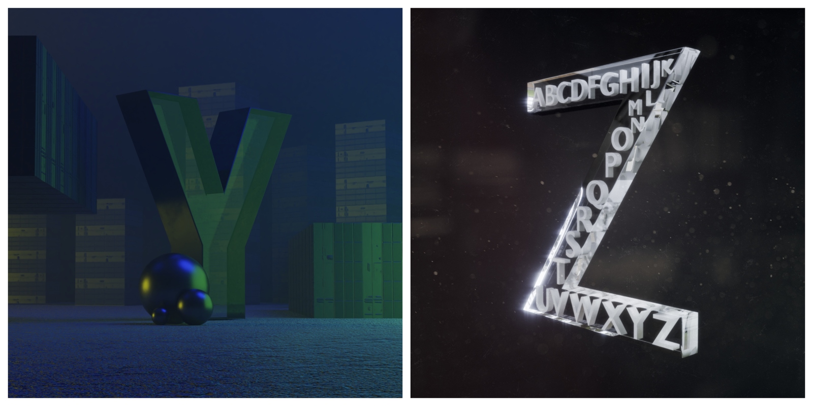 Alphabet 3D / Alphabet 3D - My, Blender, Cycles, Graphics, 3D, Abstraction, Art, Alphabet, Longpost