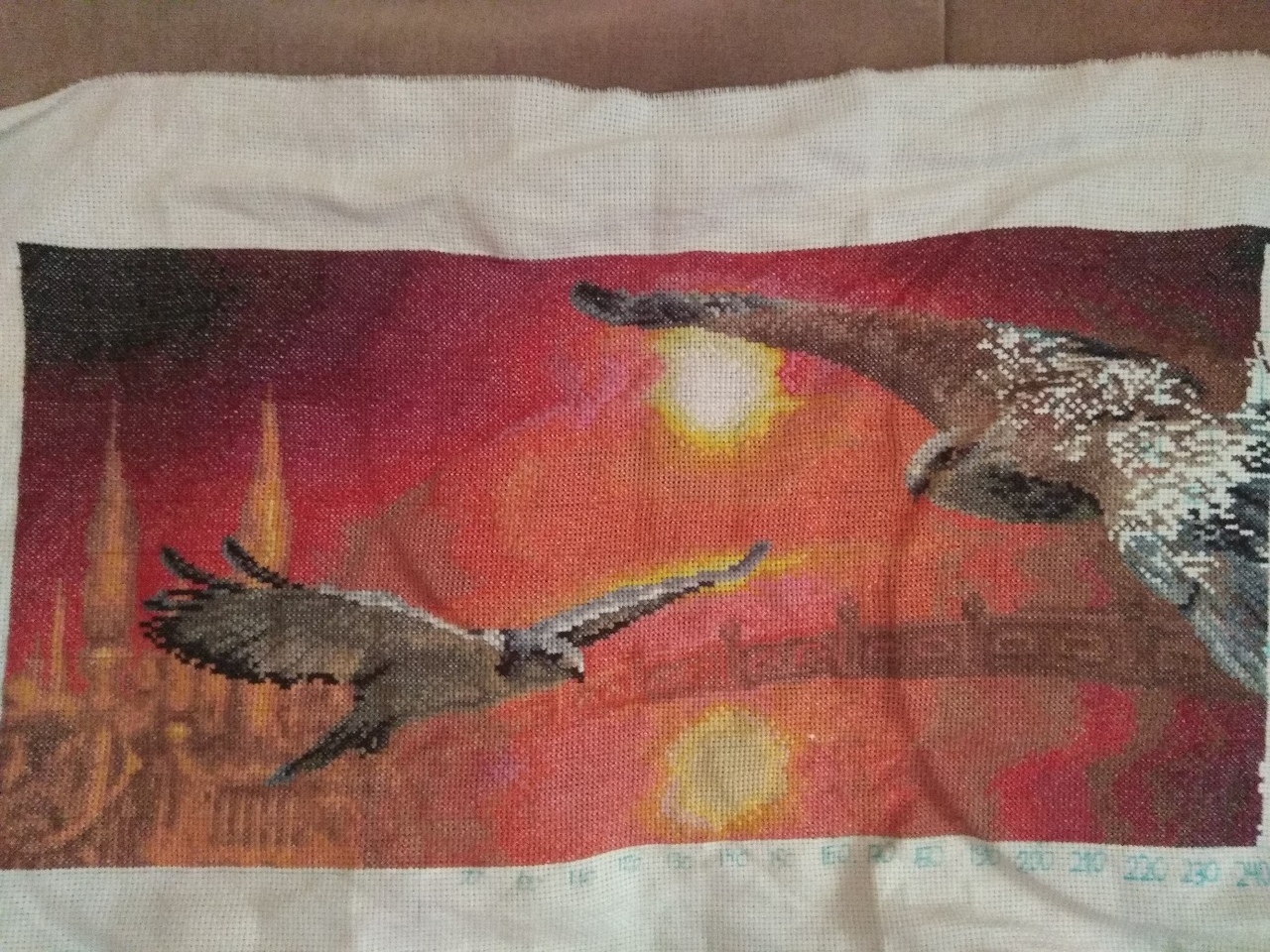 Two skies - My, Embroidery, Eagle, Creation, Longpost