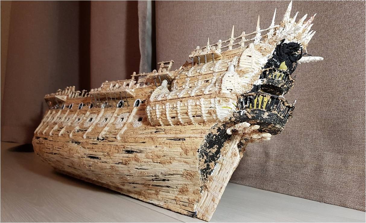 Continuation of the construction of the model of the ship Flying Dutchman from the garbage. part 15 - My, Flying Dutchman, With your own hands, Ship modeling, Mat, Longpost