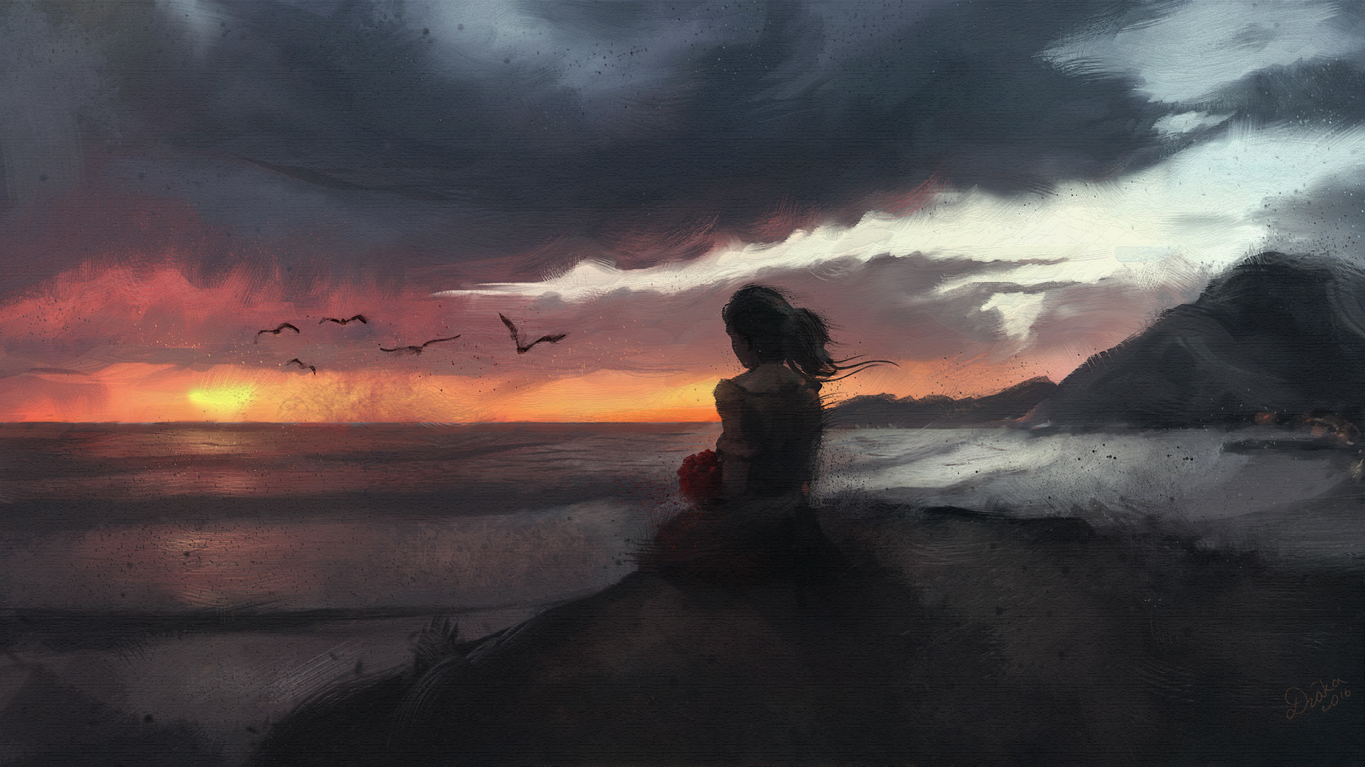 Sunset - Art, Drawing, Sunset, Raivis draka