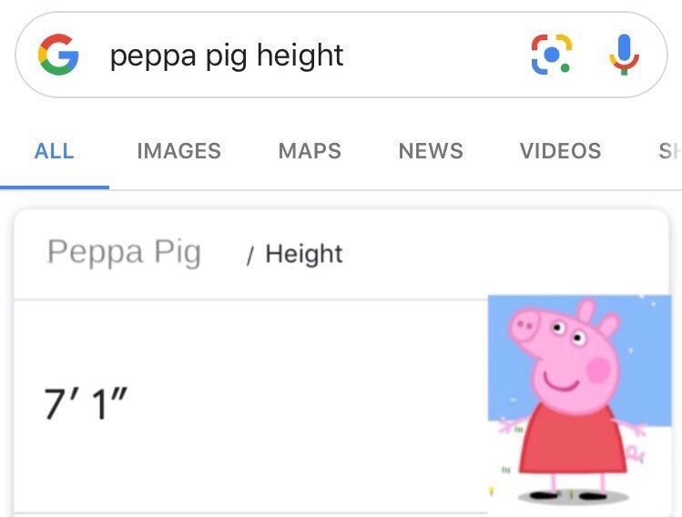 How tall is Peppa Pig? - Humor, Growth, Joke, Memes, Longpost, Peppa Pig, Screenshot