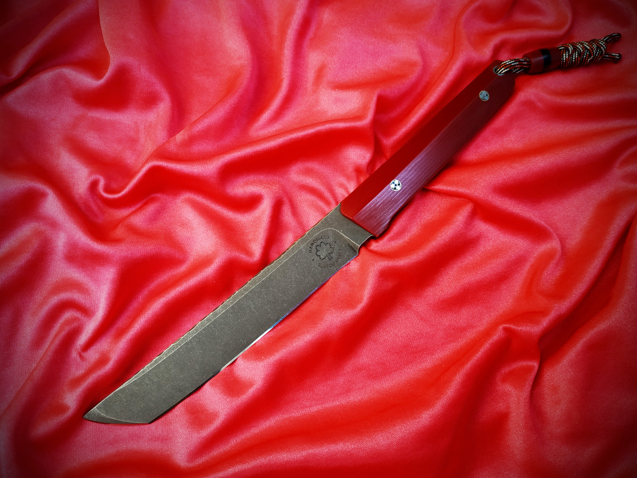 Knife «Red Dragon» - My, Handmade, EDC, Knife, Fixed, Tanto, Sheath, Longpost, Needlework without process