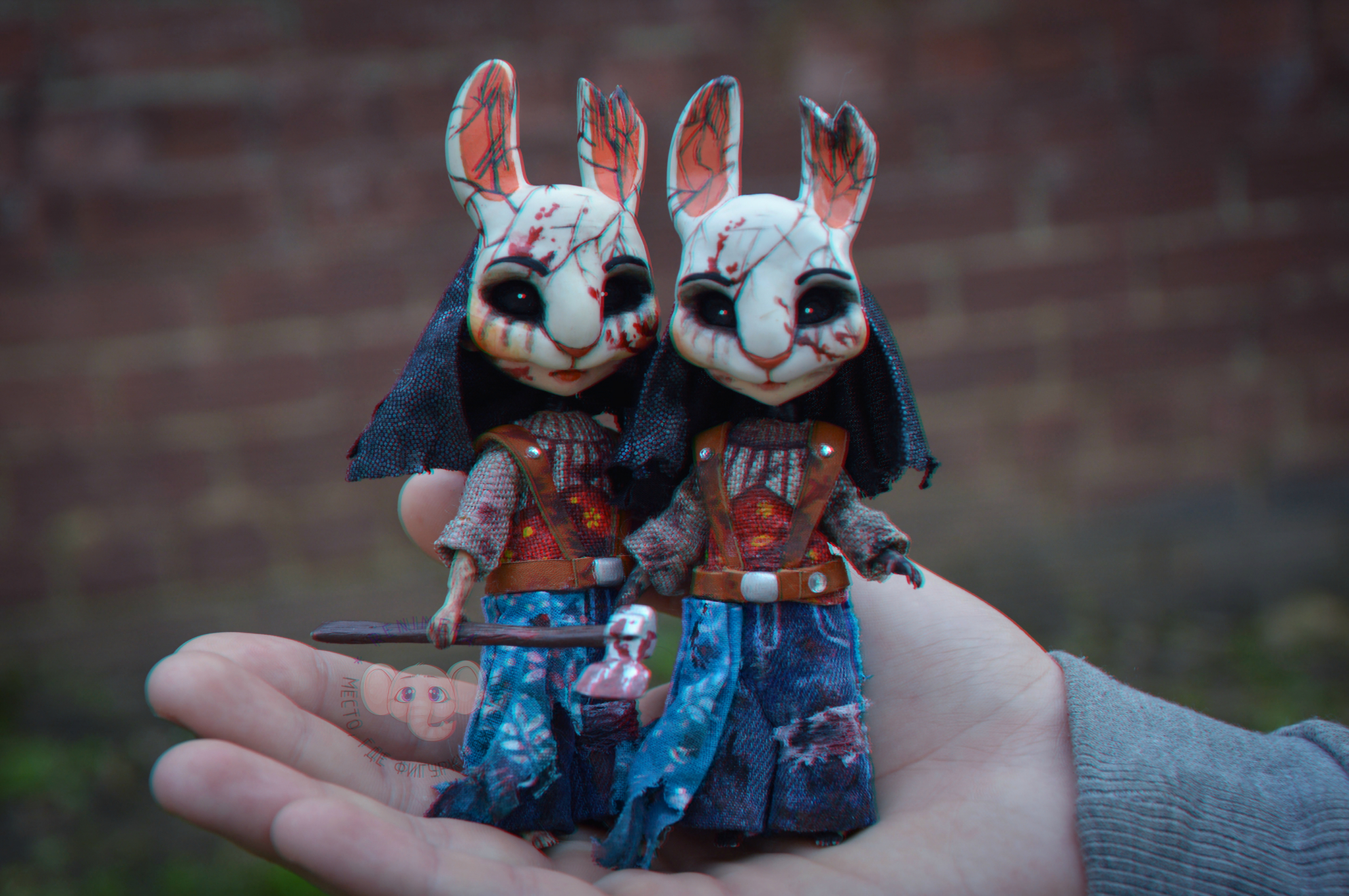 Annushka's sisters from the game Dead by Daylight - My, Figurine, Mixed media, Dead by daylight, Handmade, Needlework without process, Games, Longpost, Figurines, Anna the huntress