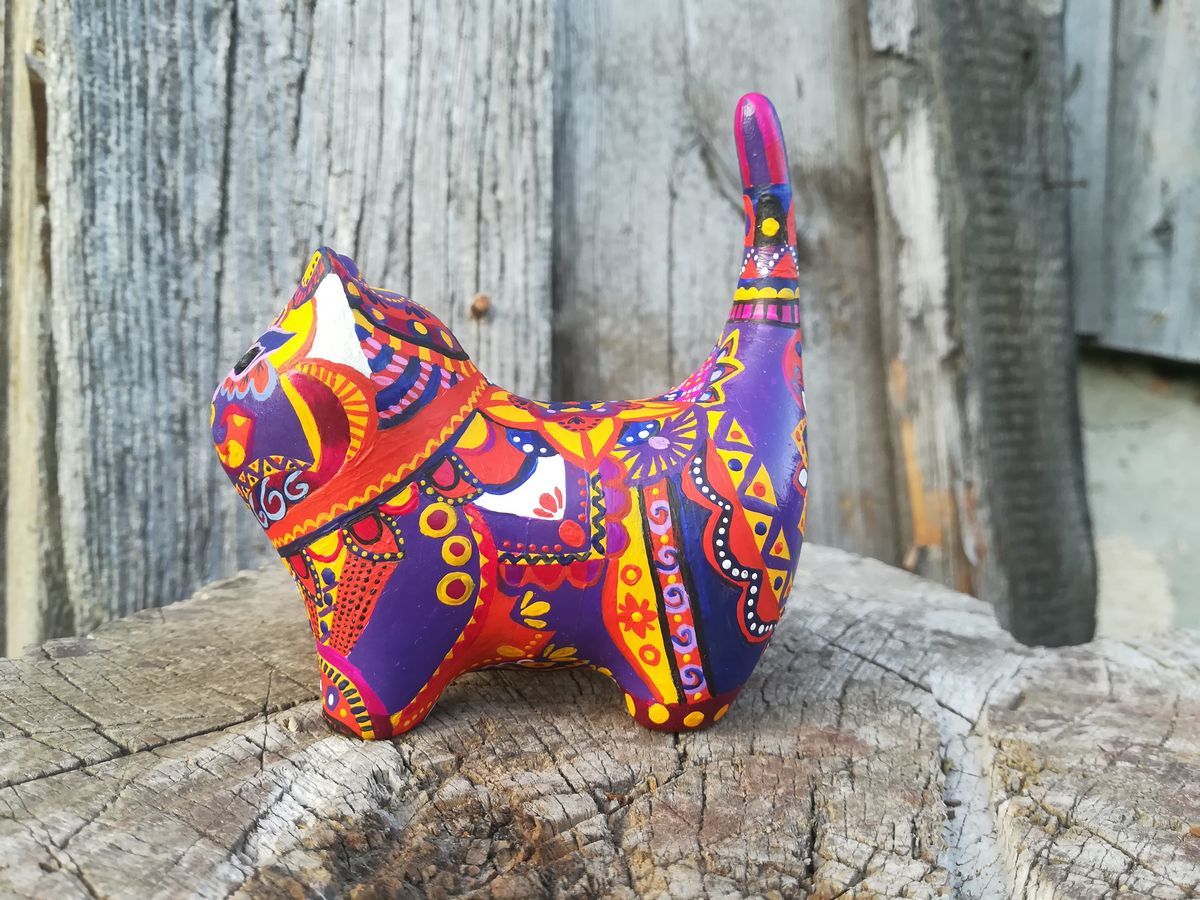 Moon Cat - My, cat, Wood carving, Painting, Acrylic, Statuette, Handmade, Needlework without process, Video, Longpost