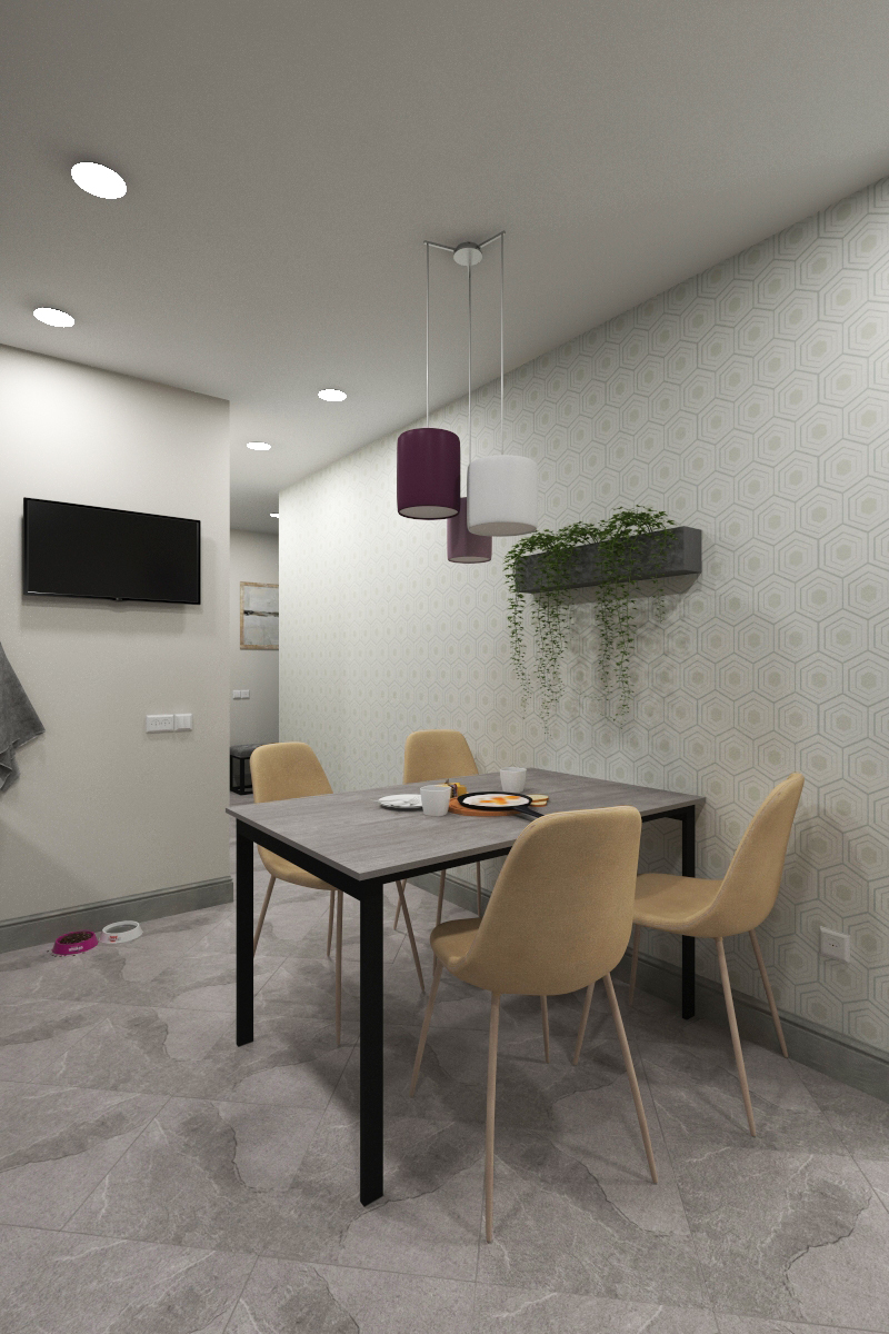 Design of a one-room apartment 44.3 m2 - My, Interior Design, Designer, Longpost, cat, Material