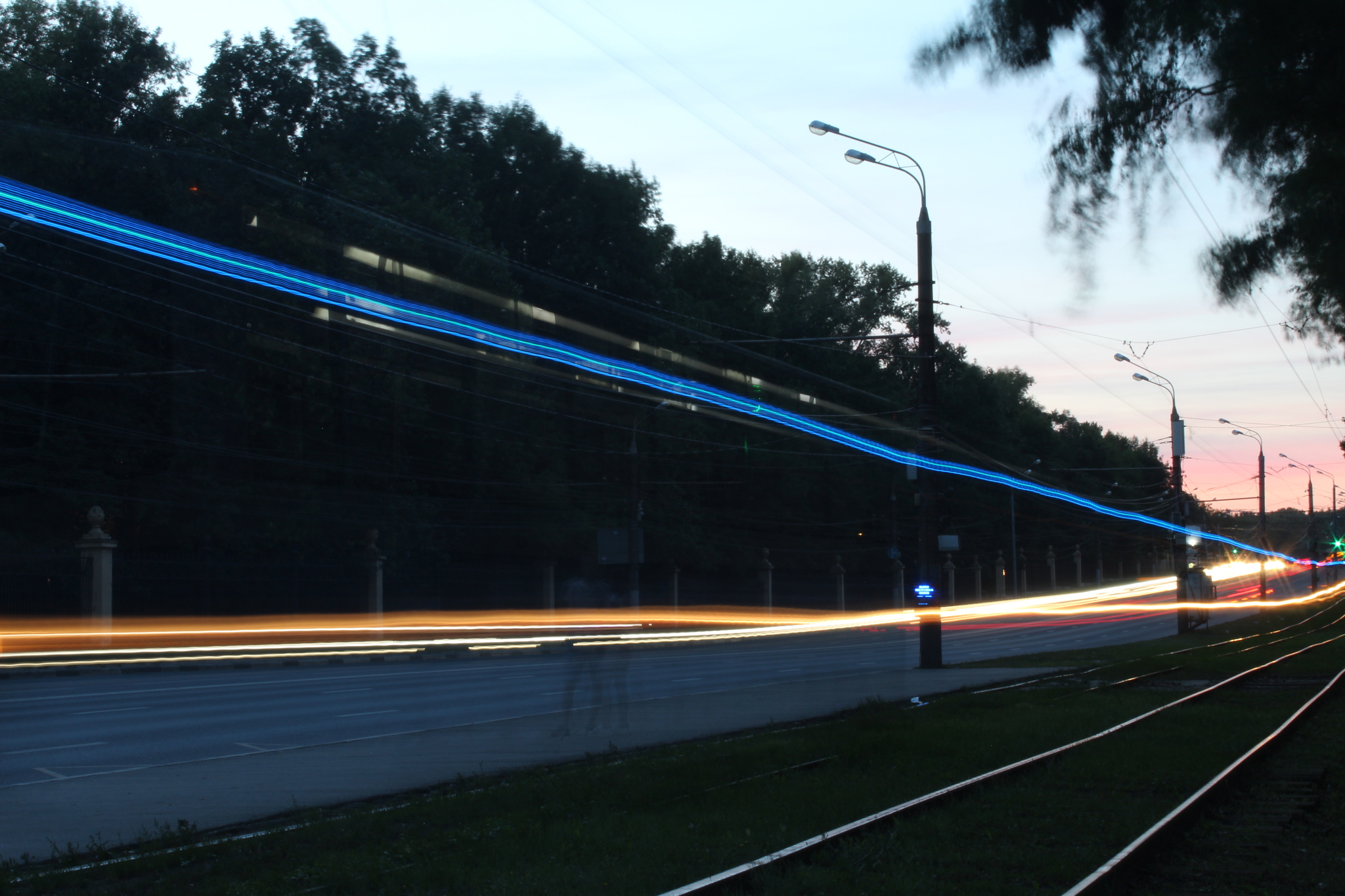 Beams on the turn - My, Beginning photographer, Long exposure, Road, Canon 4000d, Longpost