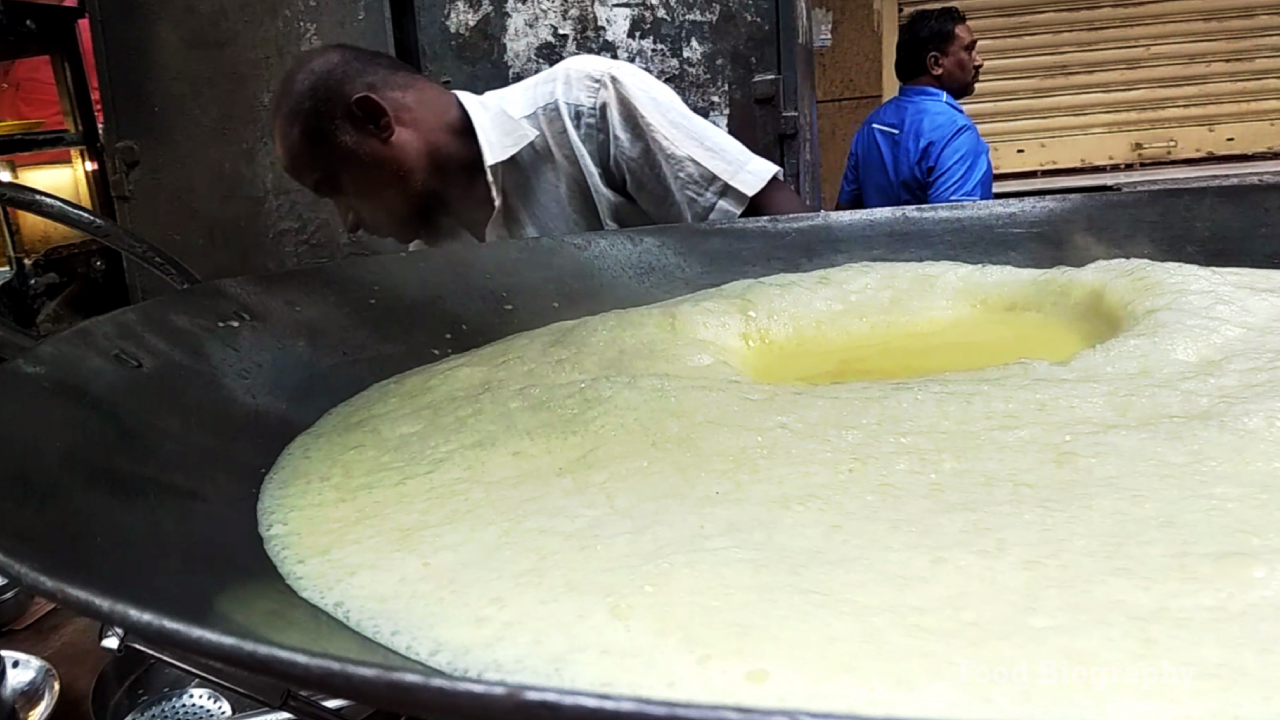 Making huge almond milk [street food] - My, Food, Cooking, India, Video, Huge, Dessert, Longpost, Almond milk