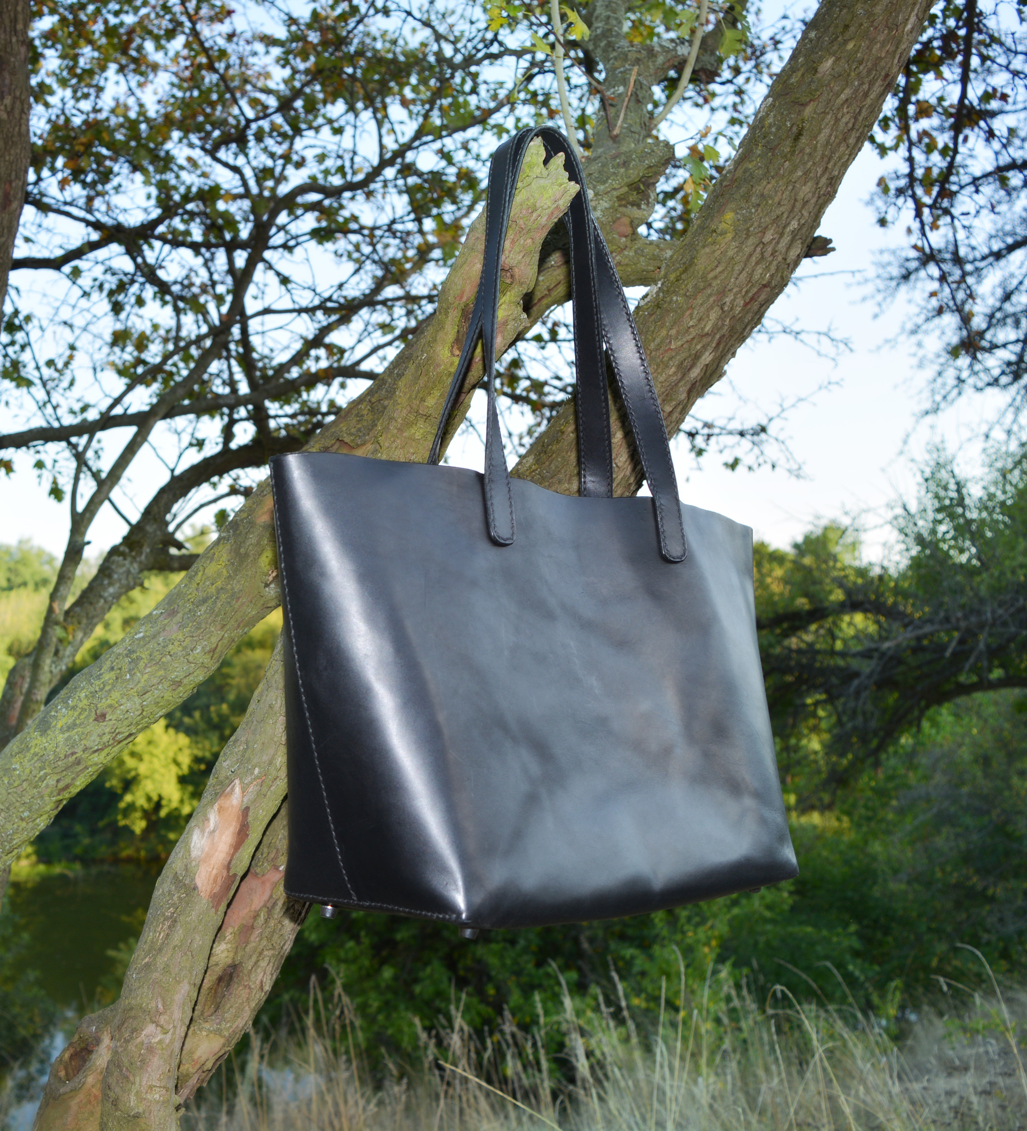 Shopper bag - My, Leather products, Natural leather, Needlework without process, Longpost