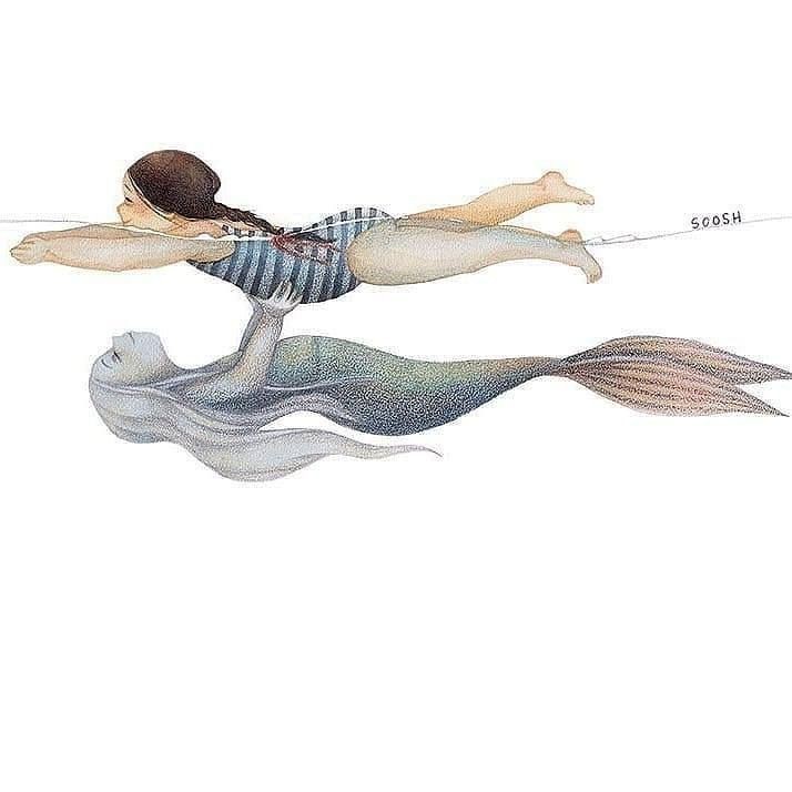 Good watercolors from Soosh - Art, Drawing, Illustrations, Watercolor, Girl, Mermaid, Longpost