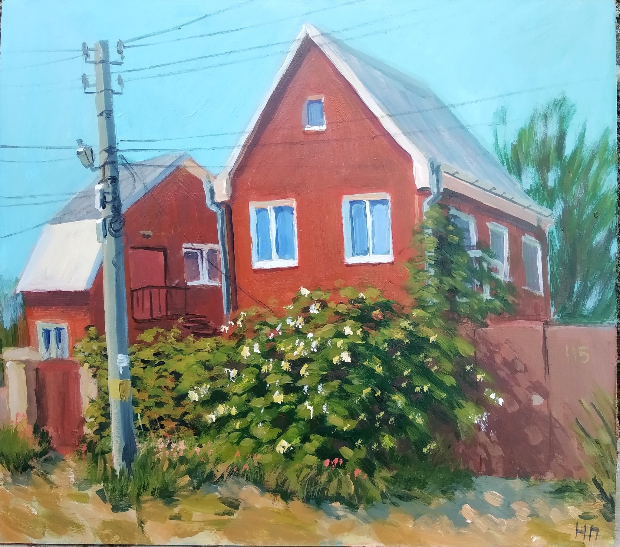 Study with houses - My, Painting, Creation, Drawing, Art, House, Longpost, The street, Plein air, Acrylic