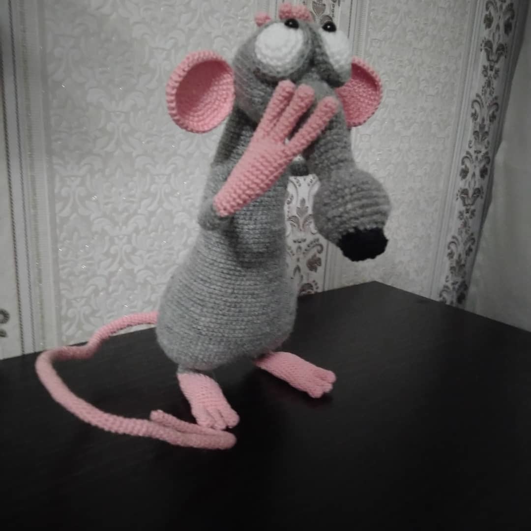 Crochet rat. - My, Interior toy, Crochet, Knitted toys, Longpost