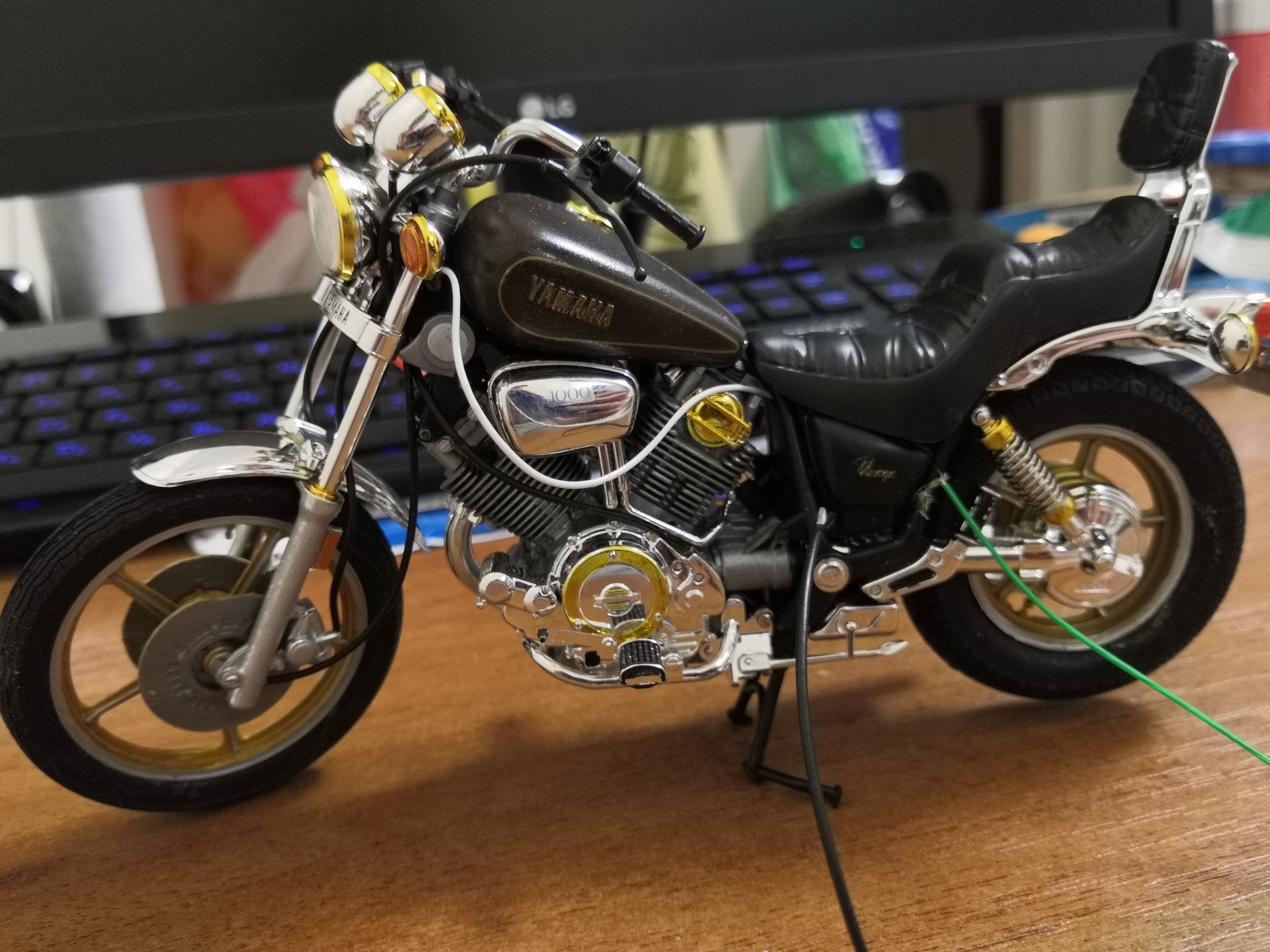 Yamaha XV1000 Virago by Tamiya. - My, Stand modeling, Motorcycles, Tamiya, Longpost, Moto