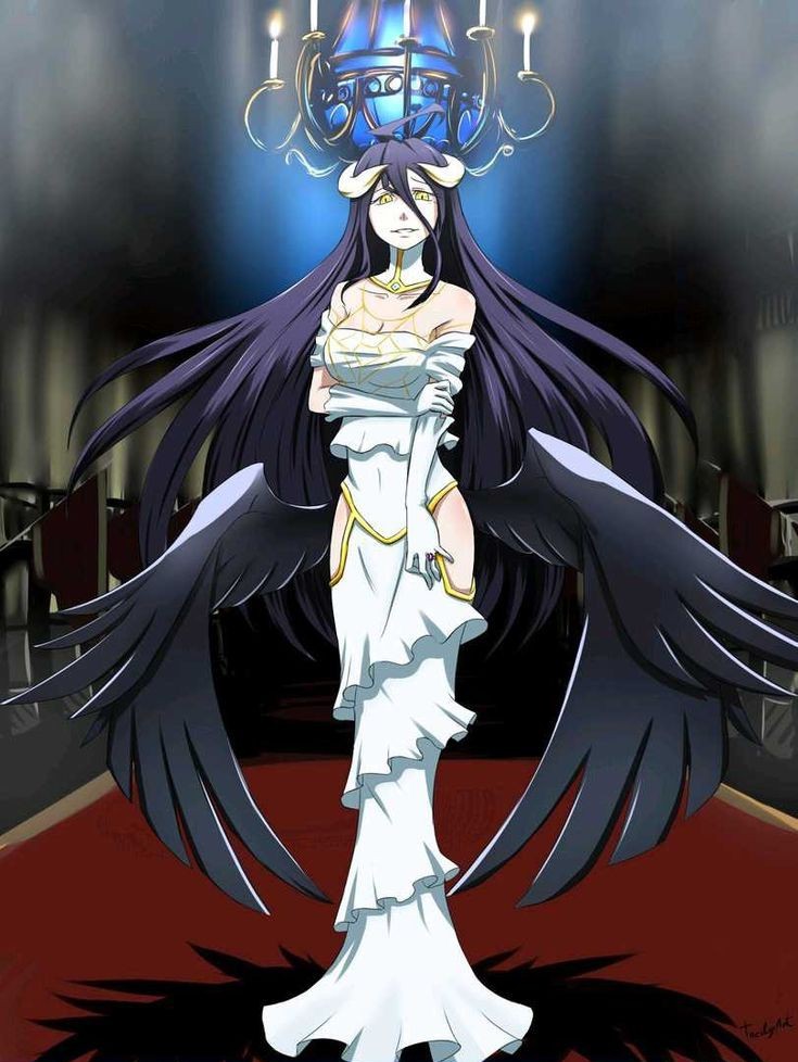 Albedo - Anime, Anime art, Art, Albedo, Overlord, A selection, Longpost