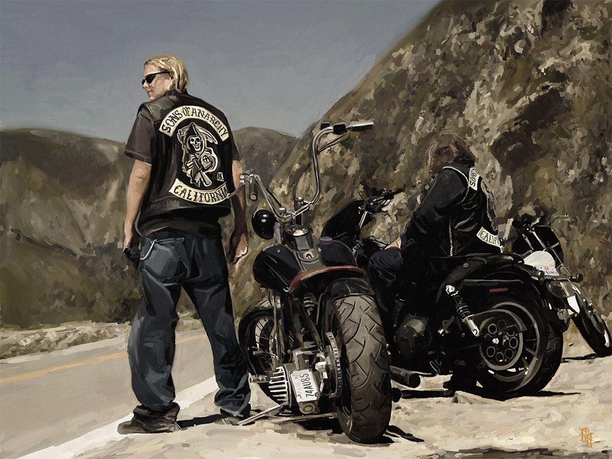 Sons of Ansrchy art - My, Art, Drawing, Motorcycles, Harley-davidson, Serials, Sons of Anarchy, Mouse drawing, Digital drawing, Moto